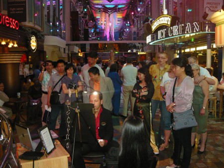Mr. Feierwari at work on Freedom of the Seas promenade