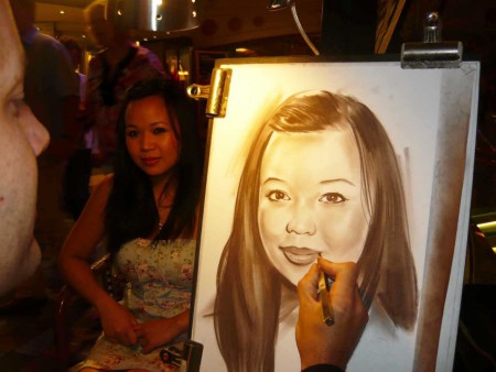 Live Portrait Drawing on Board of Navigator of the Seas