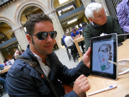 Mr. Feierwari works digital at Covent Garden, London, UK, 2010